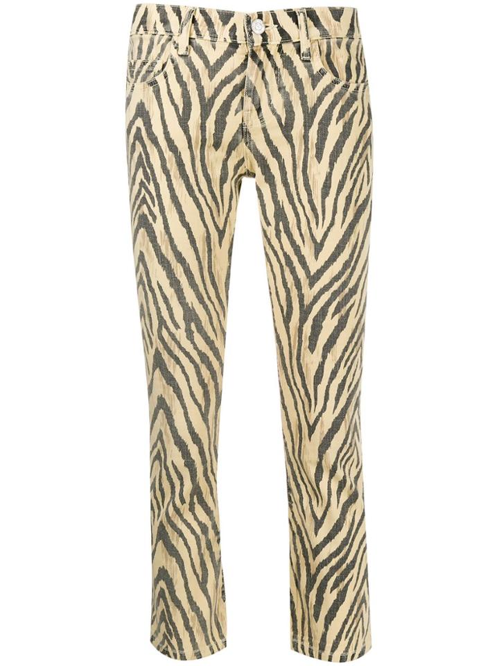 Current/elliott Zebra Print Cropped Trousers - Yellow