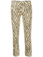 Current/elliott Zebra Print Cropped Trousers - Yellow