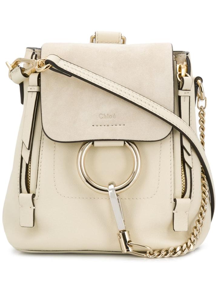Chloé Mini Faye Backpack - White