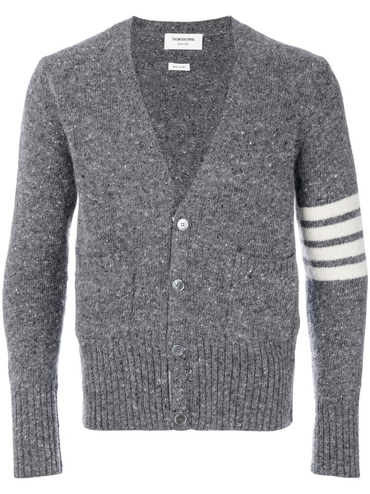 Thom Browne - Contrast Stripe Cardigan - Men - Mohair/wool - 2, Grey, Mohair/wool