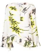 Derek Lam 10 Crosby Long Sleeve V-neck Blouse With Pleated Hem - Nude