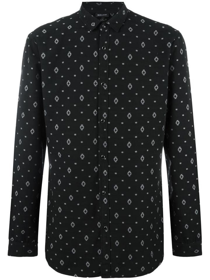 Just Cavalli Geometric Print Shirt, Men's, Size: 50, Black, Cotton/polyester