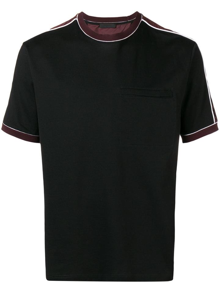 Prada Stripe Panel T-shirt - Black