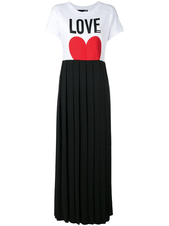 Love Moschino - Pleated Skirt T-shirt Dress - Women - Cotton/polyester/spandex/elastane - 42, Black, Cotton/polyester/spandex/elastane