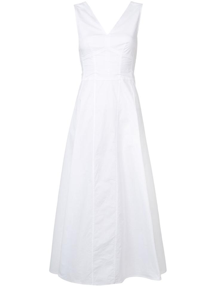 Derek Lam - V-neck Flared Midi Dress - Women - Silk/cotton/spandex/elastane - 40, White, Silk/cotton/spandex/elastane