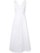 Derek Lam - V-neck Flared Midi Dress - Women - Silk/cotton/spandex/elastane - 40, White, Silk/cotton/spandex/elastane