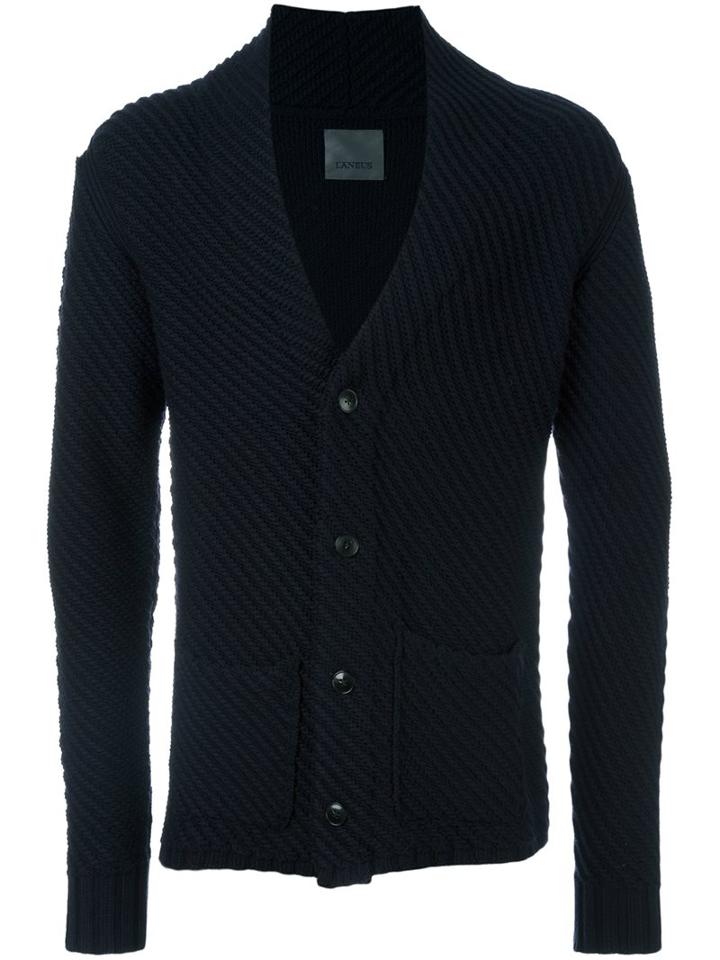 Laneus Button Down Cardigan, Men's, Size: 52, Blue, Virgin Wool