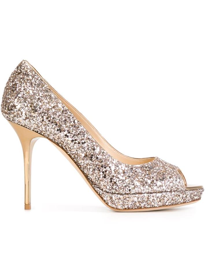 Jimmy Choo Luna Glitter Pumps, Women's, Size: 40, Grey, Calf Leather/leather
