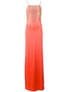 Just Cavalli Studded Front Gown, Women's, Size: 40, Yellow/orange, Viscose/spandex/elastane