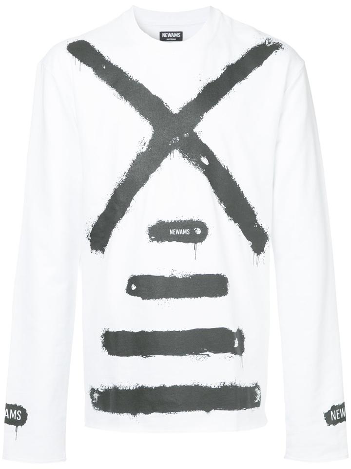Newams Spray Paint Motif Sweatshirt - White