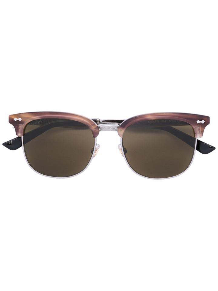 Gucci Eyewear Embossed Sunglasses - Brown