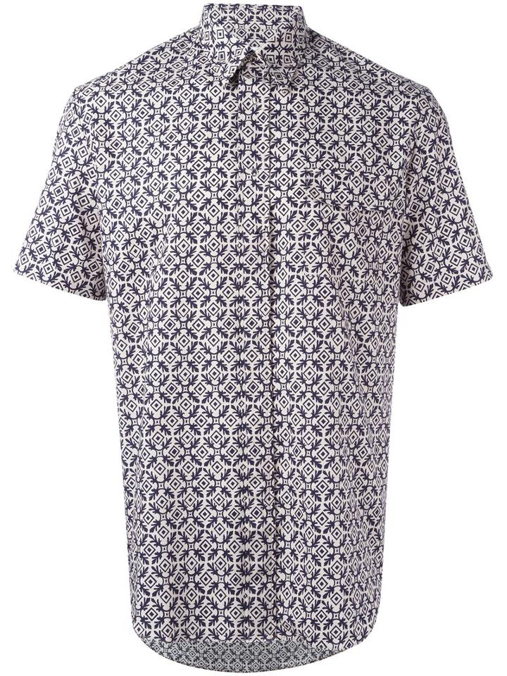 Maison Margiela - Pattern Short Sleeve Shirt - Men - Cotton - 39, Blue, Cotton