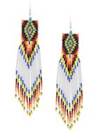 Jessie Western Tasseled Bead Earrings - White