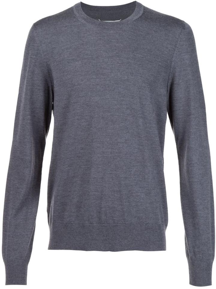 Maison Margiela Crew Neck Jumper, Men's, Size: Xl, Grey, Wool
