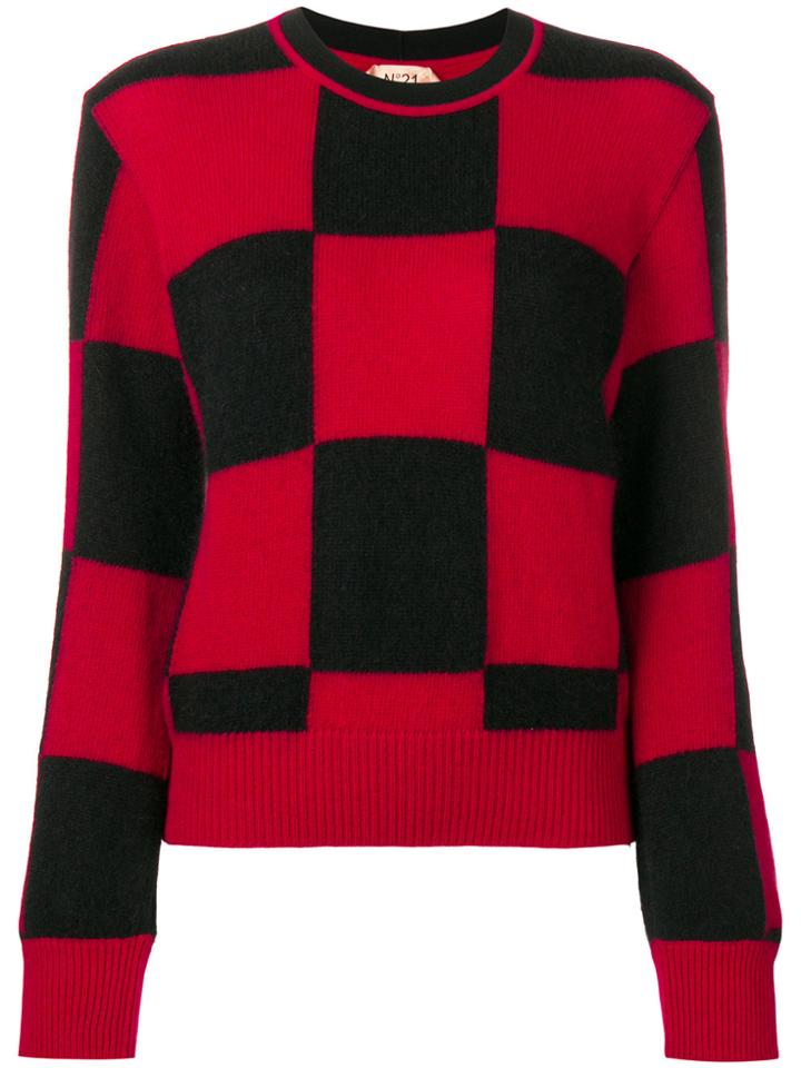 No21 Checked Sweater - Red