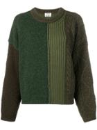 Acne Studios Cable Knit Mix Sweater - Aly-khaki/pine
