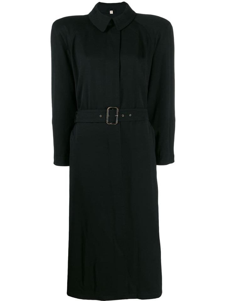 Valentino Pre-owned 1980's Belted Midi Coat - Black