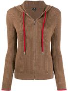 Ps Paul Smith Hooded Zip-through Sweater - Brown