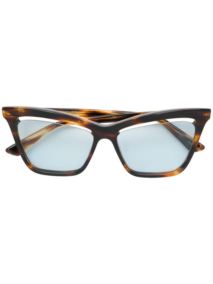 Mcq By Alexander Mcqueen Eyewear Cutaway Lens Cat Eye Glasses - Brown