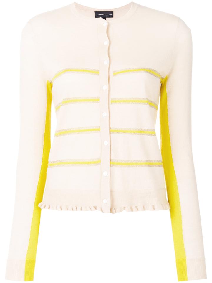 Cashmere In Love Capucine Cropped Striped Cardigan - Nude & Neutrals