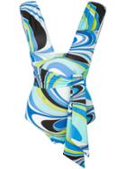 Emilio Pucci Printed Tie-front Swimsuit - Multicolour