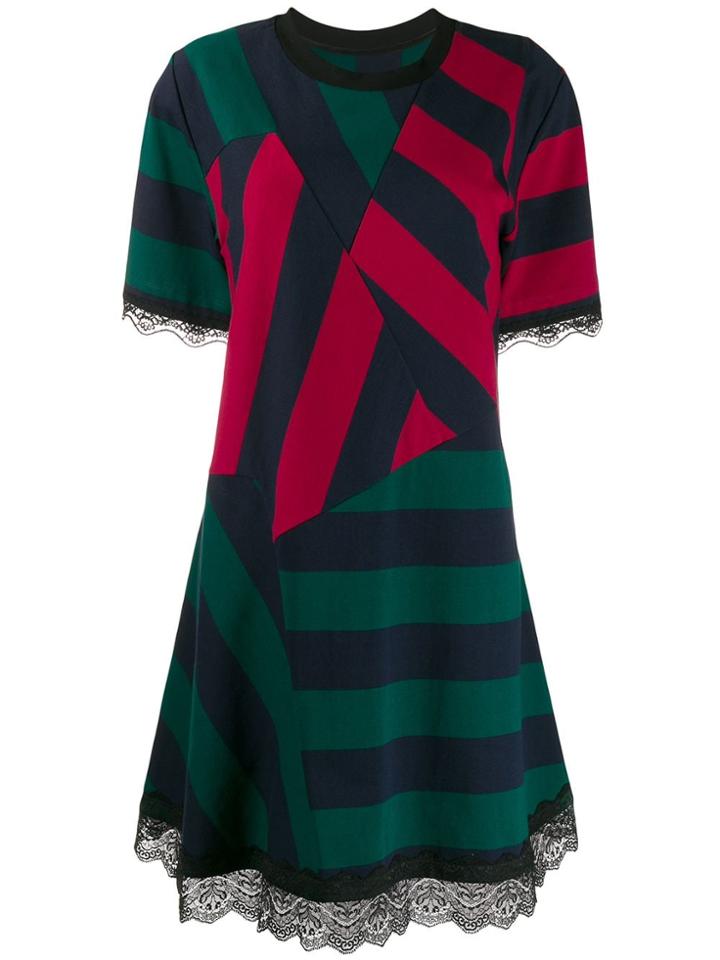 Koché Directional Stripes T-shirt Dress - Green