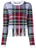 Chloé Fringed Tartan Sweater, Women's, Size: Small, Red, Wood/cashmere