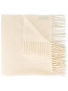 Moschino Fringed Logo Scarf, Women's, White, Merino