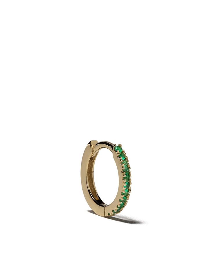 White Bird 18kt Gold Emerald Margot Hoop Earring - Gold/ Vert