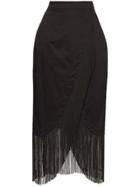 Taller Marmo Wrap-front Fringed Skirt - Black