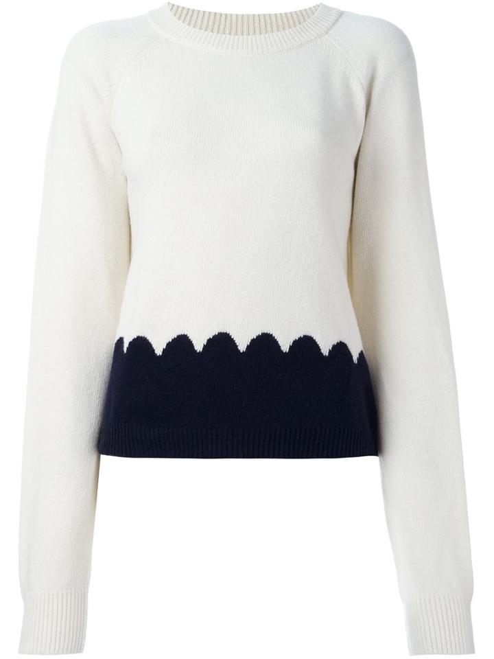 Chloé Scalloped Intarsia Jumper, Women's, Size: Xs, Nude/neutrals, Cashmere/wool
