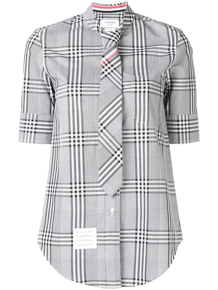 Thom Browne Prince Of Wales Necktie Shirt - Grey