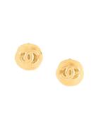 Chanel Pre-owned 1996 Spring Matte Cc Earrings - Gold