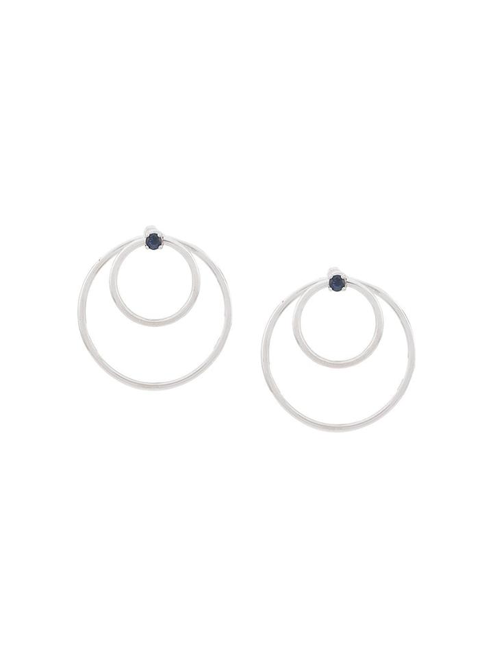 Daou 18kt White Gold Convertible Double Hoop Orbit Sapphire Earrings -