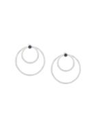 Daou 18kt White Gold Convertible Double Hoop Orbit Sapphire Earrings -