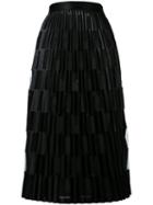 Off-white Sheer Pleated Skirt, Women's, Size: Medium, Black, Polyester/triacetate