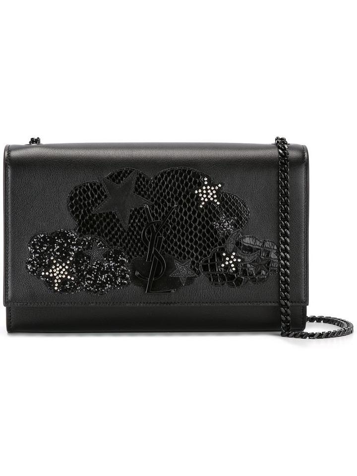 Saint Laurent Medium Kate Monogram Love Satchel, Women's, Black, Calf Leather