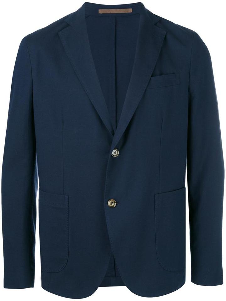 Eleventy Two Button Blazer, Men's, Size: 50, Blue, Cotton/spandex/elastane/acetate/polybutylene Terephthalate (pbt)