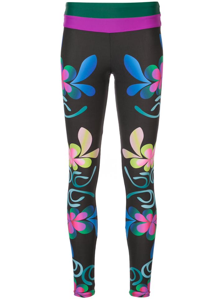 Cynthia Rowley Shock Wave Floral Surf Leggings - Black