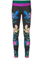 Cynthia Rowley Shock Wave Floral Surf Leggings - Black