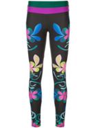 Cynthia Rowley Shock Wave Floral Surf Leggings - Black