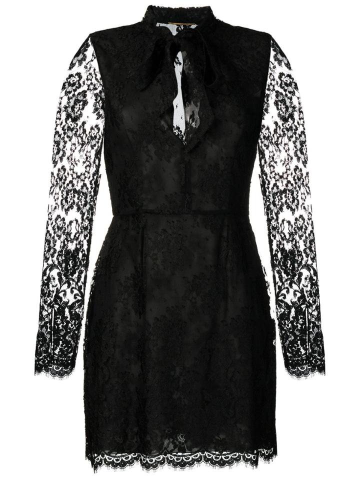 Saint Laurent Lace-embellished Mini Dress - Black