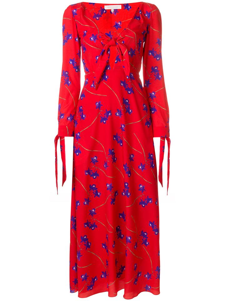 Borgo De Nor Floral Print Bow Tie Dress - Red