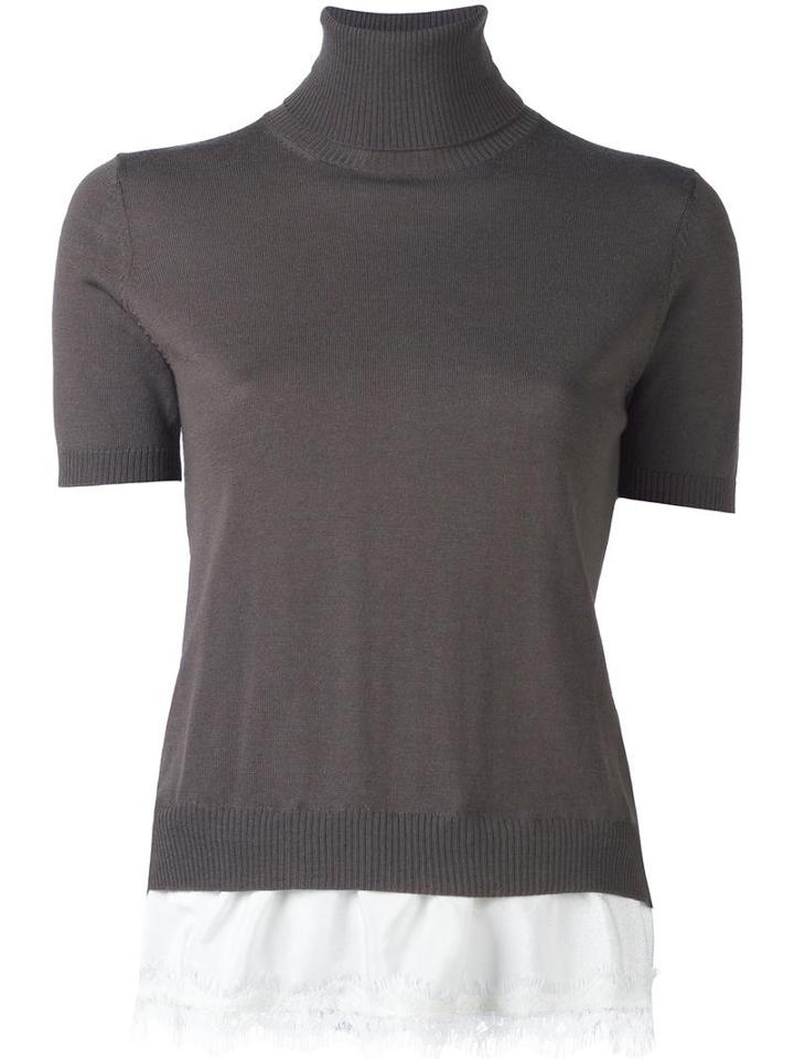 P.a.r.o.s.h. Lace Inset Knitted Top, Women's, Size: Xs, Grey, Silk/polyamide/spandex/elastane/wool