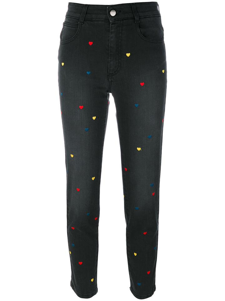 Stella Mccartney - Hearts Cropped Jeans - Women - Cotton/spandex/elastane - 29, Black, Cotton/spandex/elastane