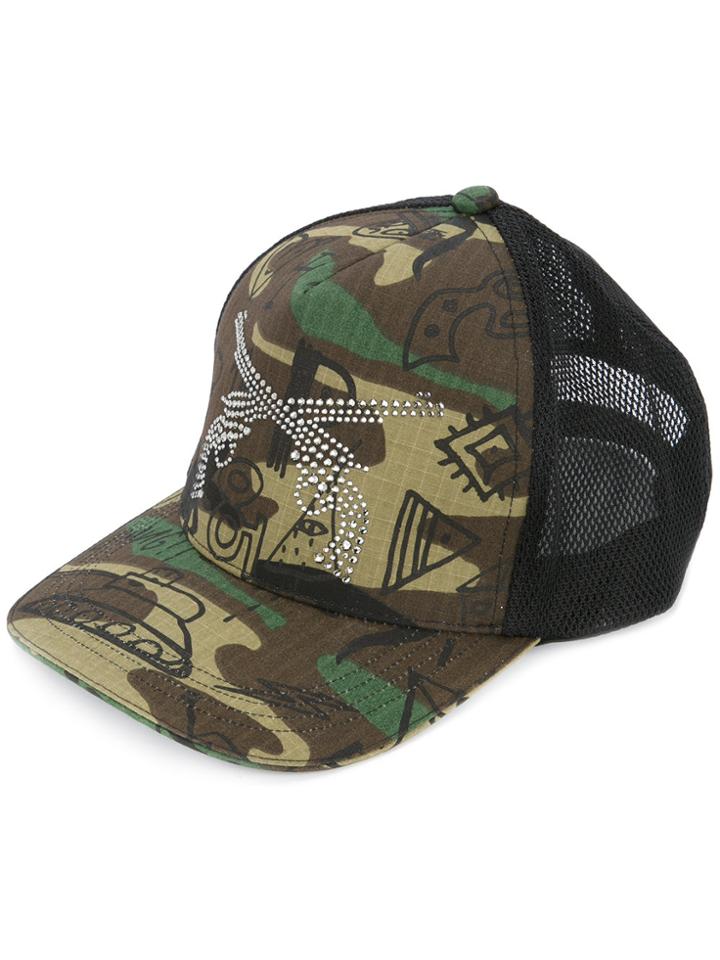 Roar Camouflage Print Studded Cap - Multicolour
