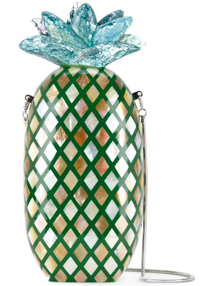 Isla Pineapple Shape Clutch, Women's, Green, Acrylic