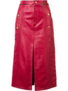 Chloé Leather Biker Skirt, Women's, Size: 36, Red, Leather