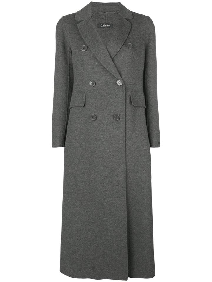 's Max Mara Long Double Breasted Coat - Grey