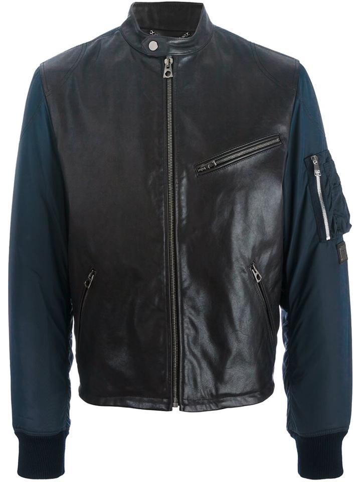 Dolce & Gabbana Bomber Sleeve Leather Jacket